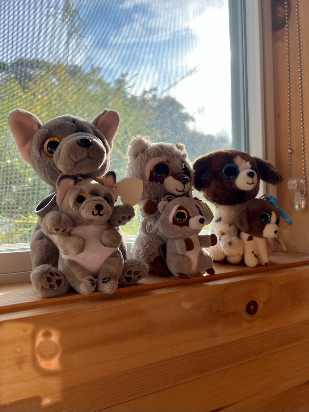 Beanie Babies - Bundle of 3 original stuffed animals and 3 keychains !